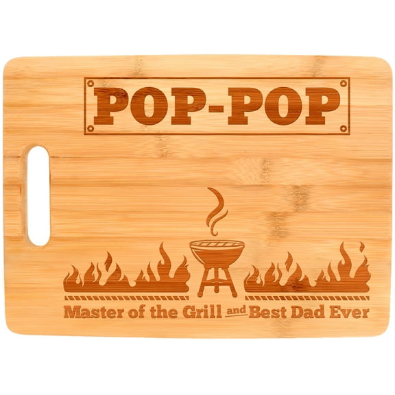 ThisWear Father Son Gifts Pop-Pop Master of the Grill and Best Dad Ever Grill Gifts for Men Dad Gifts Best Pop-Pop Gifts Grandpa Gifts Grilling Gifts Big Rectangle Bamboo Cutting Board