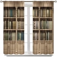 thumbnail image 3 of Bookshelf Curtains, Vintage Library with Books Window Treatments for Kids Bedroom, Wooden Wooden Antique Bookcase Drapes 2 Panel Sets,42x63 Inch, Style-3, 3 of 6