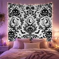 thumbnail image 2 of Damask Stark Black With Art Scene, Spooky Gothic for Gothic Decor Fans, Dark Art Decor Statement Accent, Halloween Gift, Tapestry Wall Hanging for Bedroom and Dorm, 2 of 7
