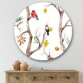thumbnail image 2 of Designart 'Little Birds and Fall Trees' Traditional Circle Metal Wall Art 29x29 - Disc of 29, 2 of 5