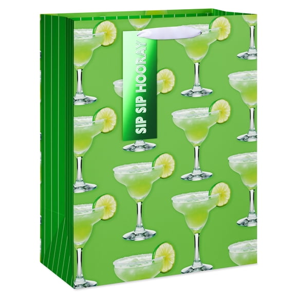 American Greetings Medium Green Margarita Gift Bag with Tag (1 Bag, 12.75 in. x 10 in.)
