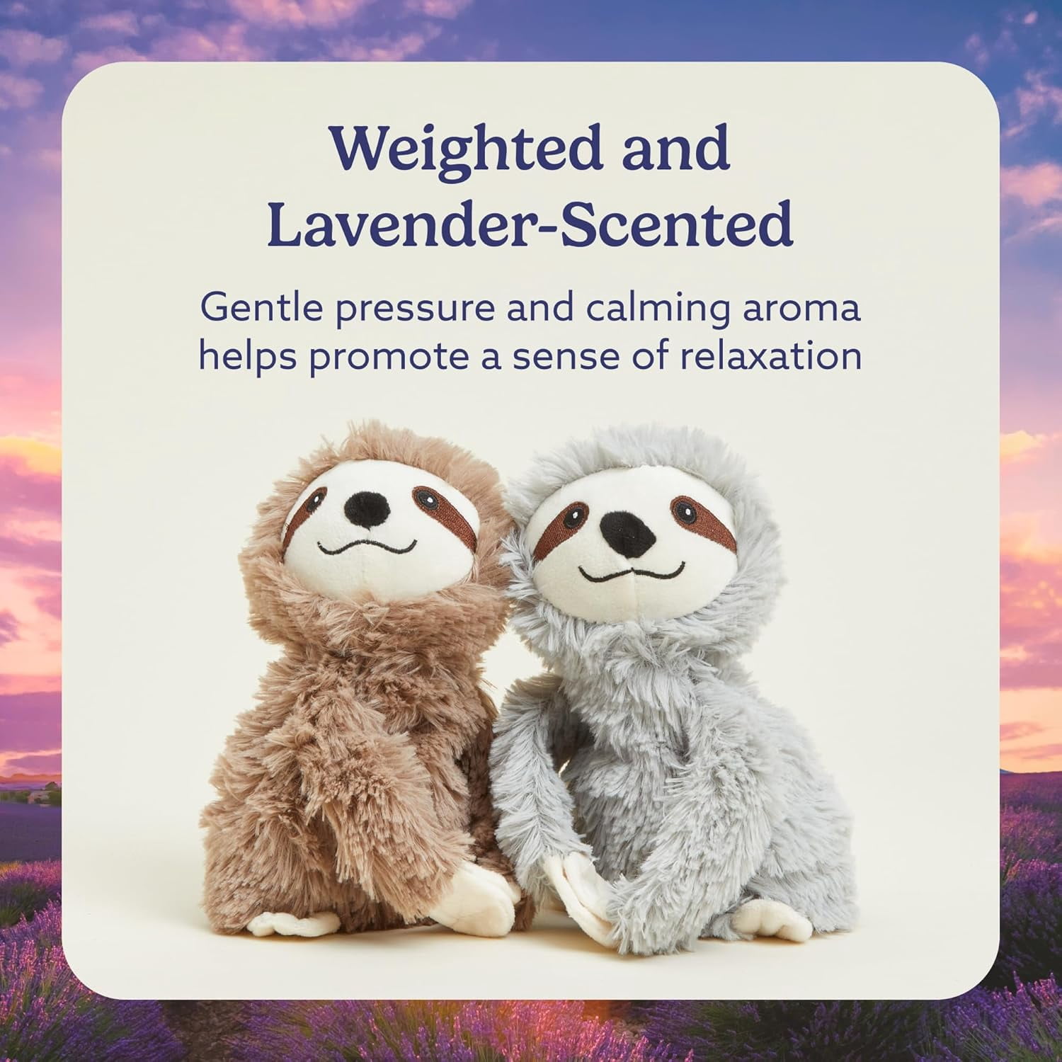 Warmies Hugs Duo 9" Sloth Stuffed Animal, Microwavable Heated Plushies and Weighted Soft Plush Toys