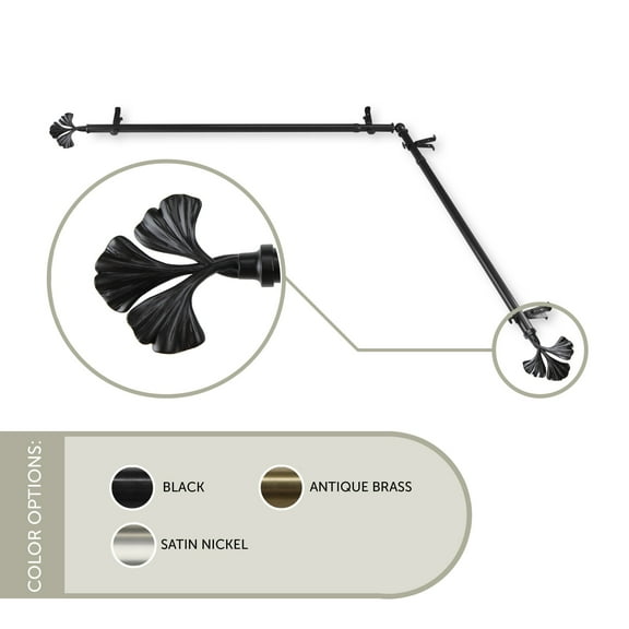 13/16 inch Maidenhair Corner Window Curtain Rod 48-84" - Black