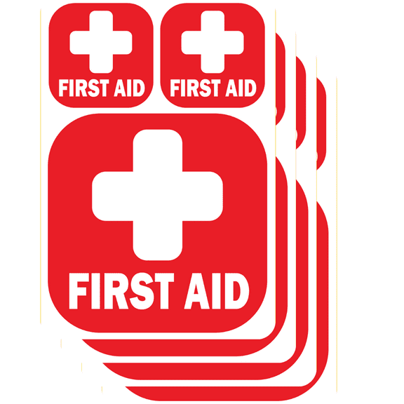 12pc First Aid Kit Sign Sticker Light Reflective Vinyl Decal Medical Cross Emergency Box