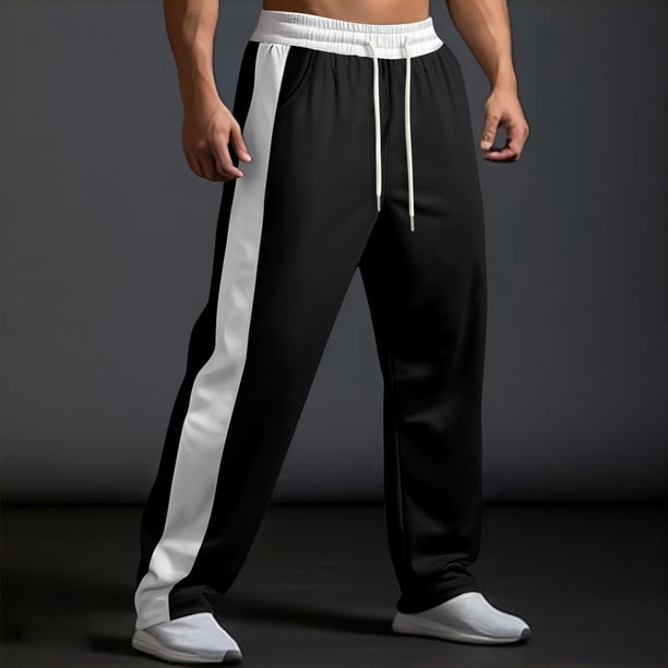 Pantalones largos para hombre, lisos, a la moda, informales, con bolsillos, cintura elástica, pantalones largos, pantalones deportivos, pantalones de poliéster para hombre.