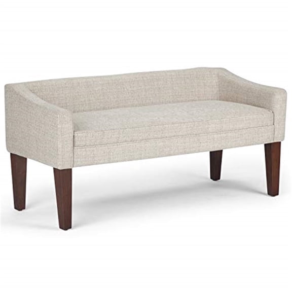 Simpli Home Parris 50 inch Wide Upholstered Bench in Platinum Woven Fabric
