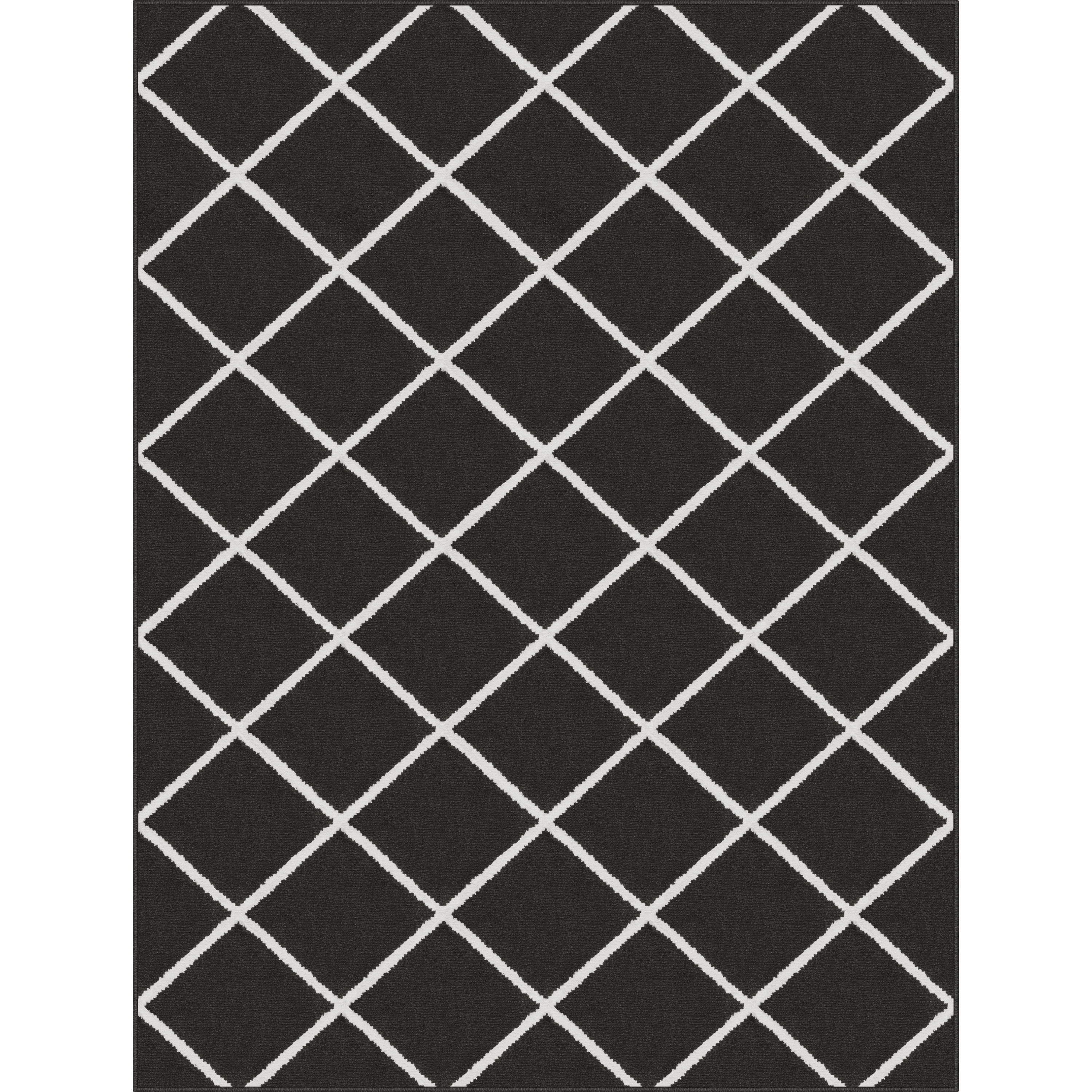 Mainstays Diamond Area Rug, Black, 5' x 7'