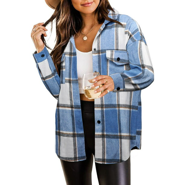 Flannel Shirts for Women Plaid Jackets Long Sleeve Shackets Womens ...