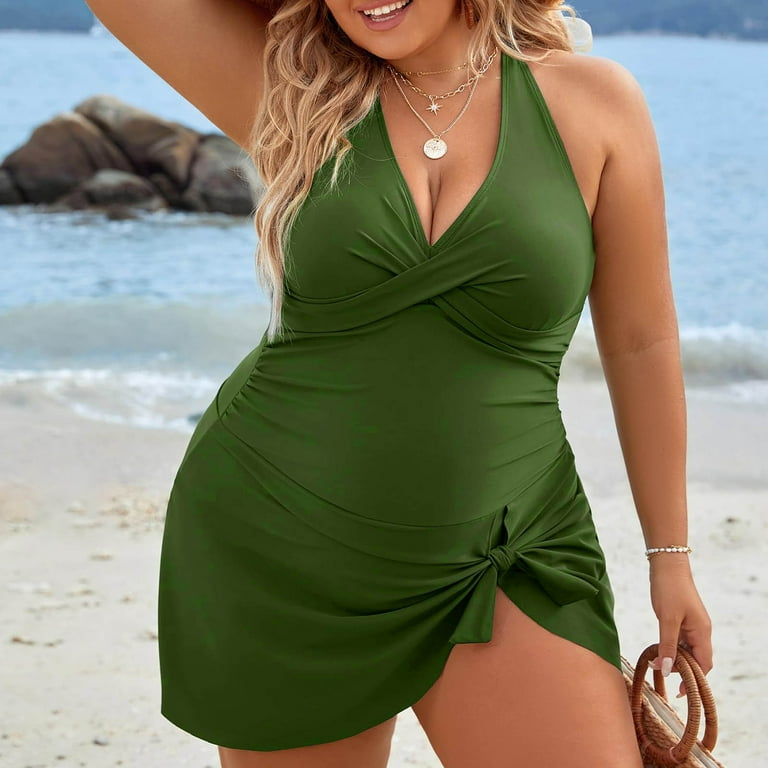 Youmylove Women s One Piece Swimsuit Front Cross Plus Size Swim Dress Swimsuit Bathing Suits Swim Suits Swimwear Full Coverage Swimsuit Walmart