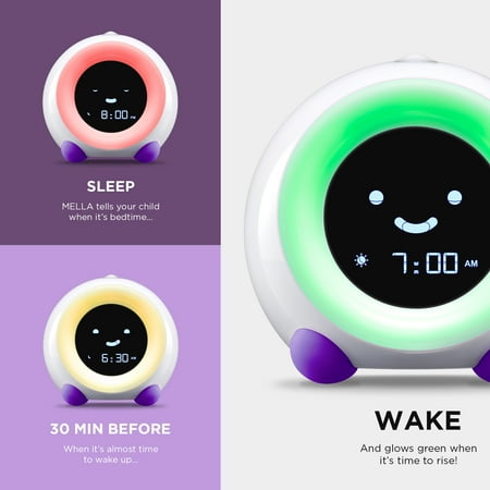 LittleHippo - MELLA All-in-One Alarm Clock with Sleep Trainer for Kids - BRIGHT PURPLE
