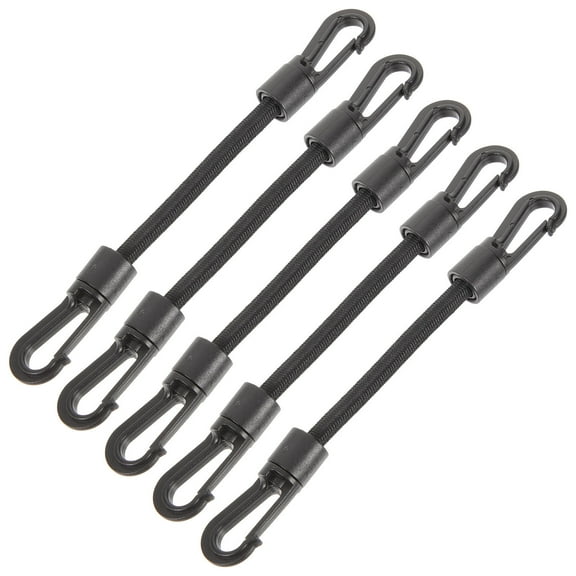 PBPBOX 5Pcs Adjustable Bungee Cords Black POM Rubber Tie Down Camping Accessories