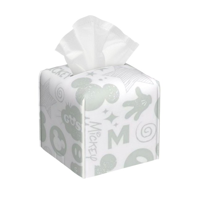 Funda cuadrada de piel de Mickey Mouse para pañuelos de papel, soporte para pañuelos de papel con cinturón inferior, funda estética para pañuelos faciales, moderna y decorativa para baño, decoración