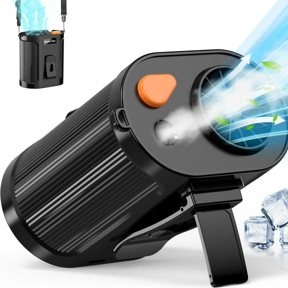 Portable Waist Fan with Mist Spray Portable Misting Fan Clip on Wearable Belt Shirt Body Hand-Free Rechargeable Battery Operated 5 Speed Cooling for Outdoor Camping Travel