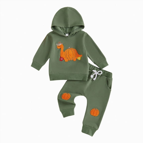 YIWULA Halloween Toddler Baby Boy Clothes Outfit Long Sleeve Tops Pants 2PCS Fall Winter Pullover Sweatshirts Sets(2-3 Years,Green)
