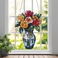 thumbnail image 2 of Rose Bouquet Window Hanging, Floral Ornament, Elegant Home Decor, Unique Gift for Dad or Mom, Romantic Window Decoration, Beautiful Flower Vase Art, Garden Lover Gift, 2 of 4