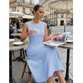 thumbnail image 5 of Merokeety Womens Summer Dresses Crew Neck A Line Midi Dress Blue l, 5 of 8