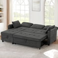 thumbnail image 4 of ACMEASE 84" Fabric Sectional Sleeper Sofa w/Adjustable Backrests, Pull Out Sofa Bed w/USB Charger Port& Reversible Storage Chaise,Convertible L-Shaped Sofa with Cup Holders for Living Room,Grey, 4 of 7