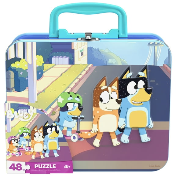 Spin Master Games, Bluey 48-Piece Puzzle in Tin with Handle, Ages 4 and up