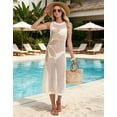 thumbnail image 2 of Swim Cover Up for Women Flower Print Sleeveless Bikini Tank Crochet Hollow Out Bathing Suit Cover Up Alsol Lamesa, 2 of 6