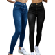 thumbnail image 1 of Pack de 2 Leggins Mujer Unitalla Mezclilla Faja Alta Estilo Pantalón Mezclilla Jegging Tiro Alto, Mallon licra Cómodos Elásticos, 1 of 9