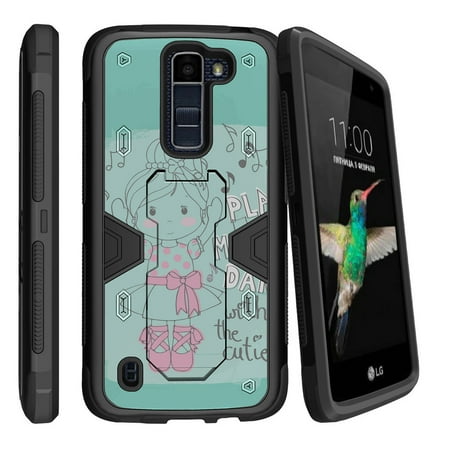 Ballerina Stand - LG K8 | Escape 3 Dual Layer Shock Resistant MAX DEFENSE Heavy Duty Case with Built In Kickstand - Ballerina Girl