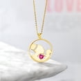 thumbnail image 4 of Gem Stone King Keren Hanan Mother`s Affection 0.65 Ct Pink Created Sapphire E-F Lab Grown Diamond 18K Yellow Gold Plated Silver Pendant Necklace for Women with 18 inch Silver Chain, 4 of 4