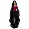 thumbnail image 2 of Womens Gothic Dresses Halloween Witch Costume, Butterfly Sleeve Long Dress Vintage Renaissance Medieval Vampire Butterfly Sleeve Mesh Outfits, 2 of 7