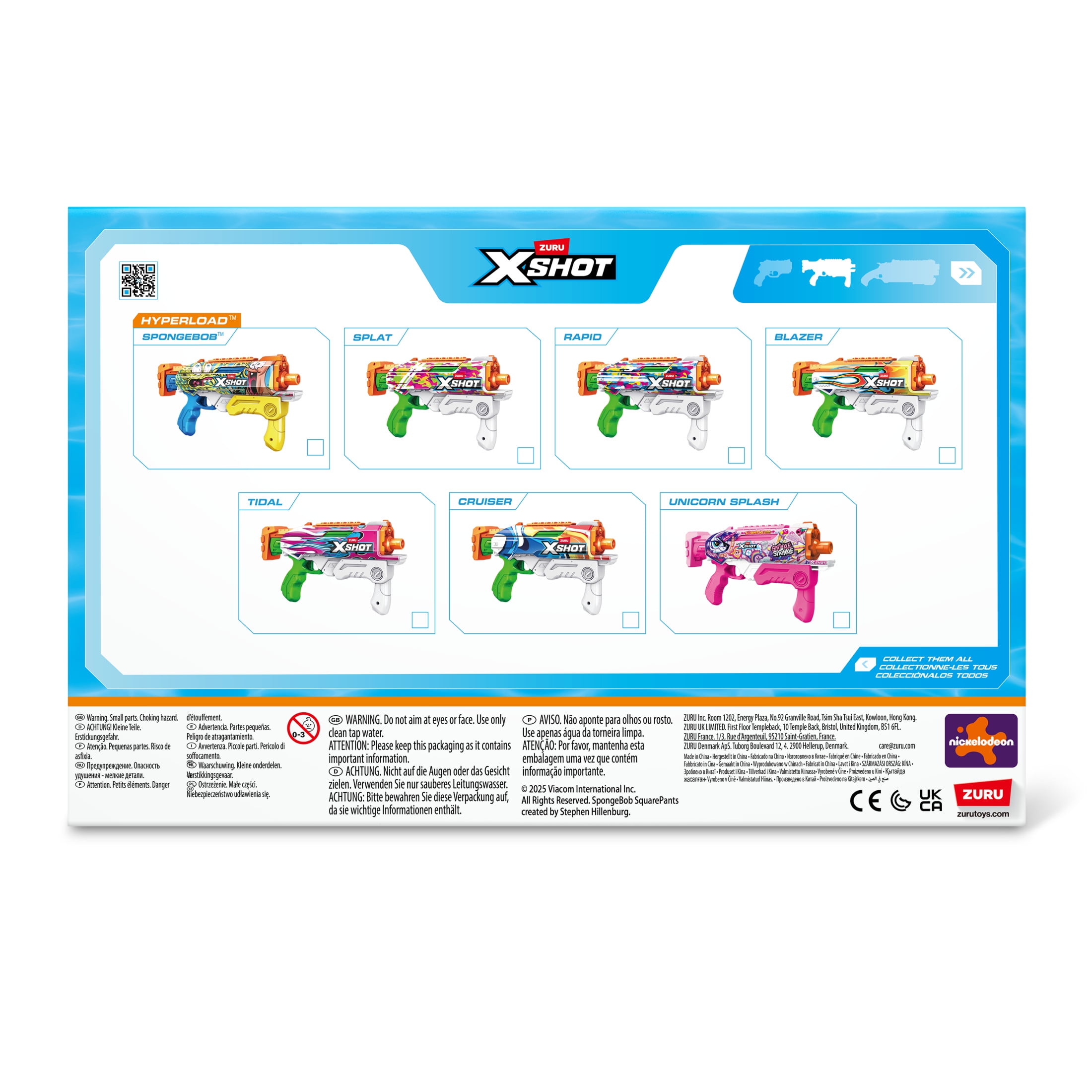 XSHOT Water SpongeBob Hyperload (33ft Range & 500ml Tank) Outdoor Water Blaster by ZURU Ages 5+