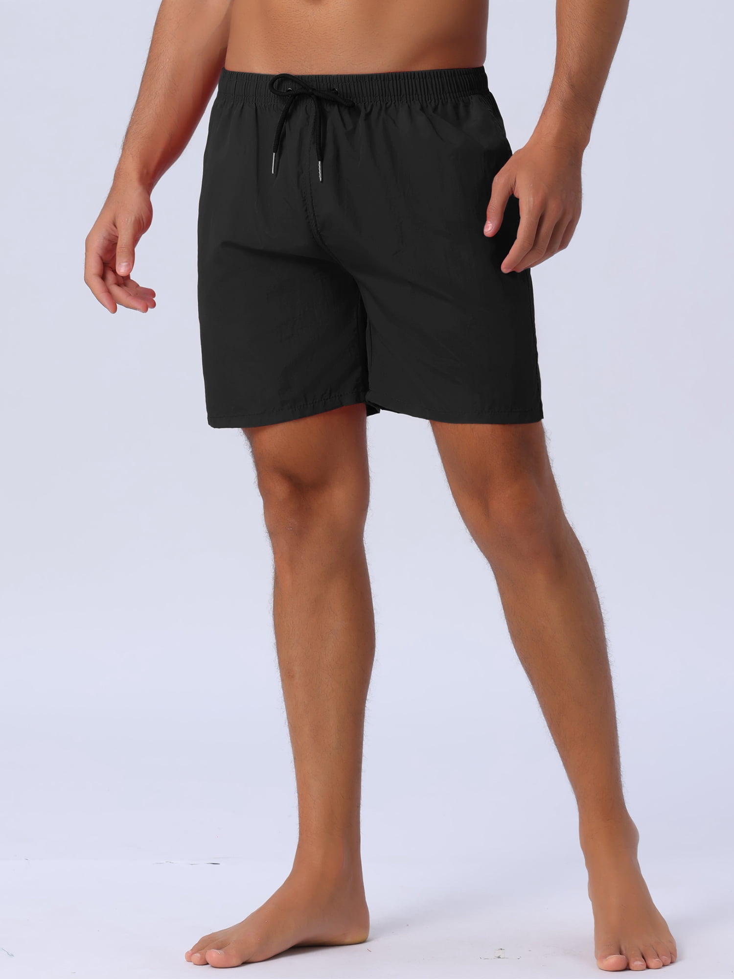 DARING DIVA Men's Elastic Waist Drawstring Surfing Board Shorts 30 Black