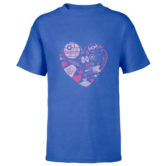 Star Wars Galaxy of Love Pink Heart Valentine’s Day - Short Sleeve T-Shirt for Kids - Customized-Royal