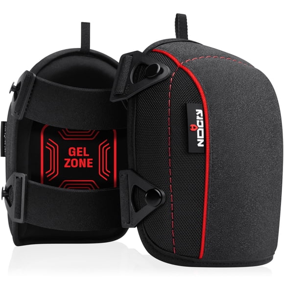 NoCry Flooring Knee Pads for Men with Extra-Wide Gel & Thick Foam Cushion â?? Floor-Safe Anti-Slip Leather Kneepads for Construction Work with Reinf