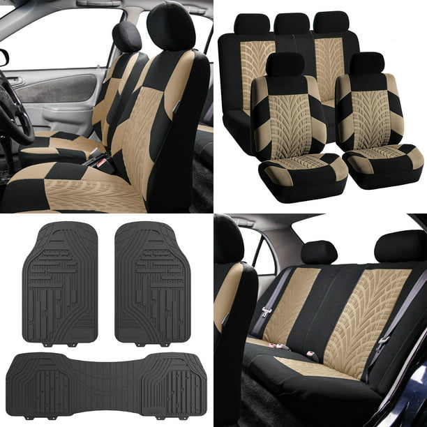 Fh Group Airbag Compatible Split Bench Seat Covers Set Full With Gray All Weather Floor Mats 5 Colors Com - Fh Group Car Seat Installation