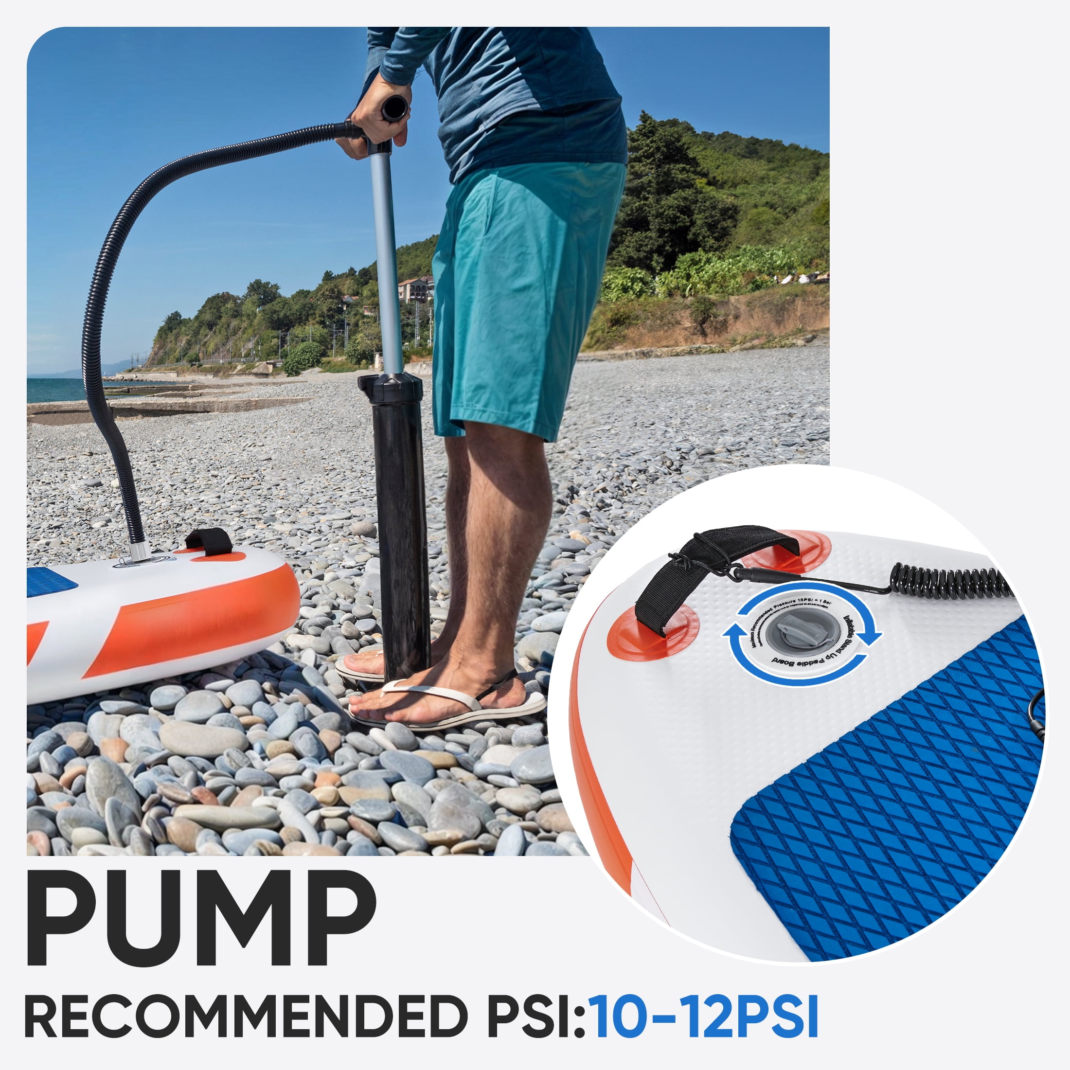 ZUNMOS 10.5ft Inflatable Stand Up Paddle Board, Non-Slip Deck, Complete SUP Accessories Set for All Skill Levels,﻿﻿ Blue and Orange