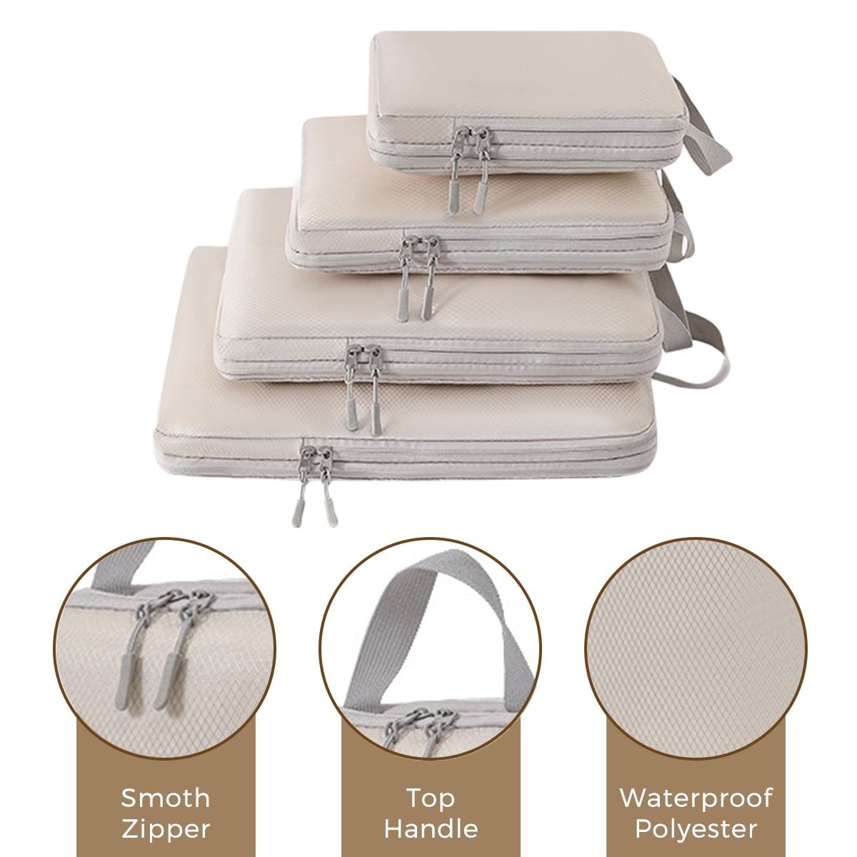 AUXDIQ 4 PCS Compression Packing Cubes Travel Luggage Organizer Bags Set Packing Organizers Compression Suitcase Bag Travel Essential Bag