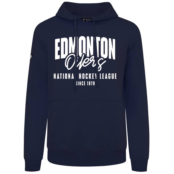 Men's Levelwear  Navy Edmonton Oilers Podium Response Pullover Hoodie