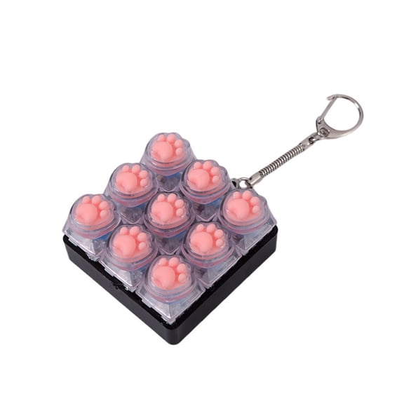 9 Keys Cat Paw Fidget Keyboard Keychain, Mini Mechanical Fidget Clicker Toy, Portable Stress Relief Fidget Button Toy for Adults Teens, Backpack Bag Pendant Key Ring