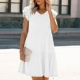 thumbnail image 5 of Up to 30% off Summer Dress, Womens Summer Ruffle Sleeve Dress V Neck Vacation Beach Cute Short Sundress(White,S), 5 of 9