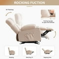 thumbnail image 6 of JONPONY Manual Recliner Chair with Heat Therapy and Massage Function, Heavy Duty Reclining Mechanism Massage Chair, Elderly Single Rocker Sofa with Cup Holders for Bedroom Home Theater,Beige, 6 of 13