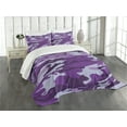 thumbnail image 3 of Ambesonne Camouflage Quilted Bedspread Set 3 Pcs, Purple Toned Waves, King Size, Purple Pale Grey, 3 of 5