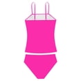 thumbnail image 4 of Girls 2 Piece Tankini Swimsuit Adjustable Straps Cut Out Solid Color Bathing Suit with Padded Shell Tween Swimwear for Beach Pool Vacation(Hot Pink/160), 4 of 8