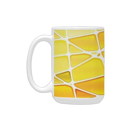 

Yellow Decor Snake Skin Like Design Geomerical Shaped Ombre Colored Image es Marigold Yellow and Whi Ceramic Mug (15 OZ) (Made In USA)