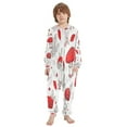 thumbnail image 2 of Soft Big Kids Onesie Pajamas Cozy Loose-Fit Jumpsuits for kids with Pockets for Christmas Lounge & Play Red Mushrooms Pattern, 2 of 8