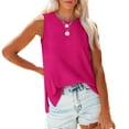 thumbnail image 2 of MESSUEN Sleeveless Tops Tank Tops for Women Loose Fit Crew Neck Raglan Tank Tops Crewneck Loose Fit Basic Casual Side Split Shirts Womens Basic Tank Top Womens Basic Tee Shirts Hot Pink L, 2 of 9