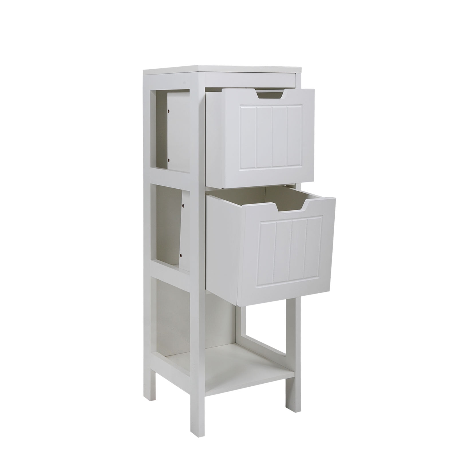 Kepooman Bathroom Corner Cabinet with Storage Drawers, Side Organizer Tower Floor Cabinets - White Kepooman Bathroom Corner Cabinet with Storage Drawers, Side Organizer Tower Floor Cabinets - White