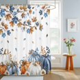 thumbnail image 4 of Shower Curtains for Bathroom, Navy Blue Pumpkin Fall Waterproof Fabric Shower Curtain, Thanksgiving Maple Leaves Branches Decorative Bathroom Curtain for Bathtub, 36"x72", No Hooks Included, 4 of 9