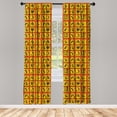thumbnail image 3 of Ambesonne Orange Curtains, Pattern, Pair of 28"x84", Coral Black Yellow, 3 of 5