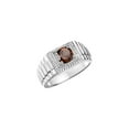 thumbnail image 4 of RYLOS Men's Ring Sterling Silver Ring, 7MM Round Shape Gemstone Designer Style Rings Smoky Quartz June Birthstone Rings Silver Size 11, 4 of 7
