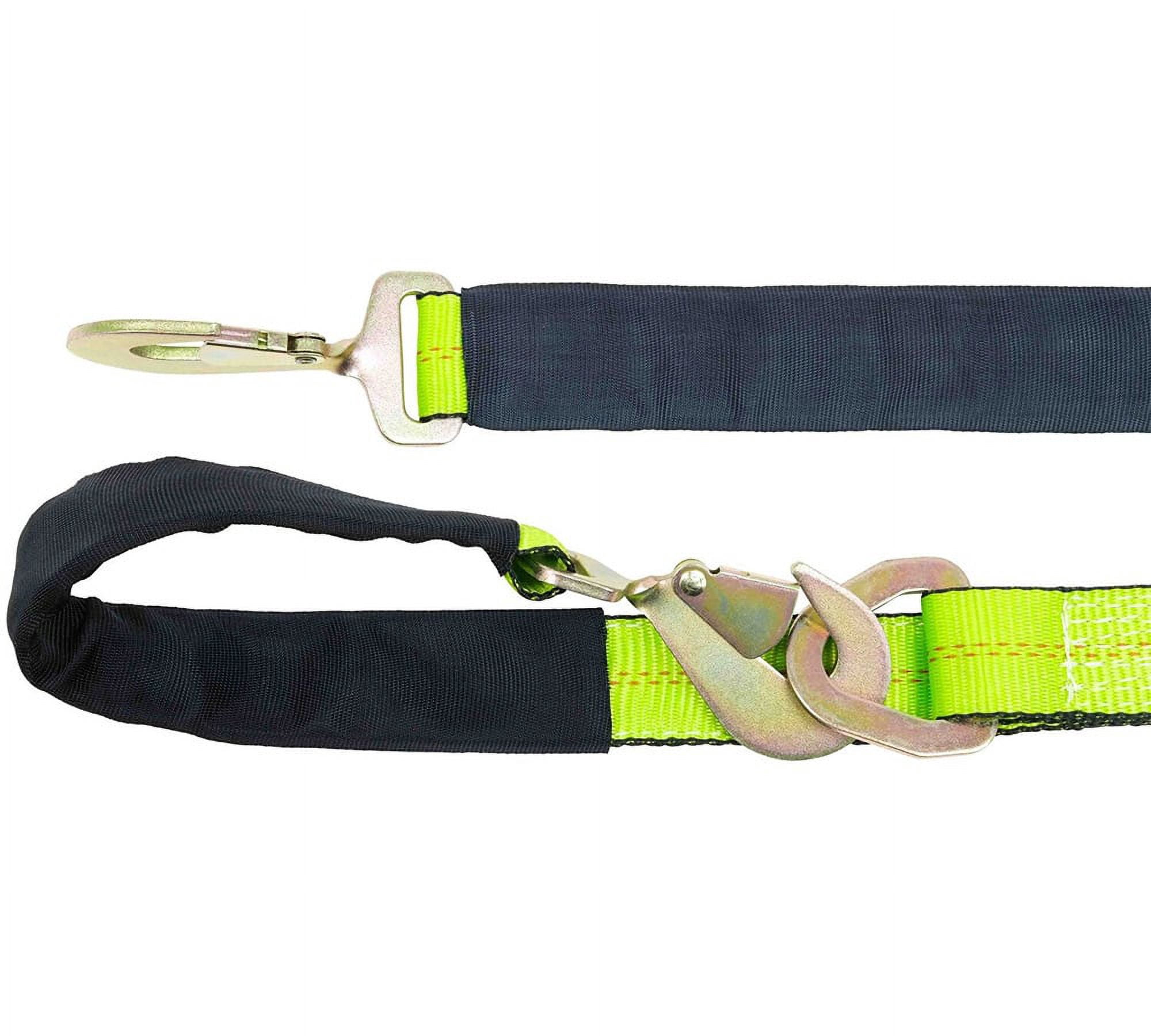 (2 Pack) V-Bridle Strap 2" x 6' w/Snap Hooks w/Cordura Sleeve and Axle Straps, D Ring Middle, for Car Hauler, Rollback, Flat Bed, Tow Truck, Wreck & Recovery