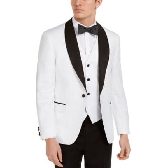 Alfani Mens Slim fit Suit Jacket Blazer 36 S White Black Floral