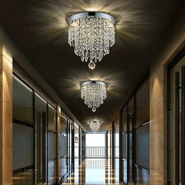 Preenex Pendant Ceiling Lamp Crystal Chandelier Fixture Light Chandelier Flush Mount Lighting w/3-Light